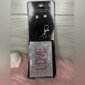 Cubic zirconia earrings & I.D wallet set